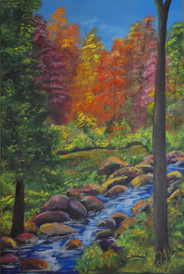 Autumn Creek Painting by Evi Green