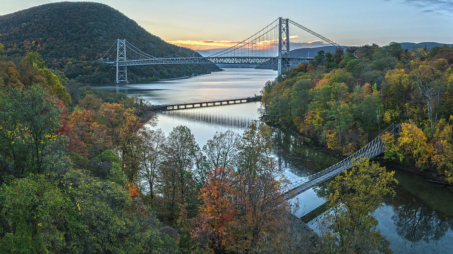 Bridge Photograph - Autumn Dawn At Three Bridges by Angelo Marcialis
