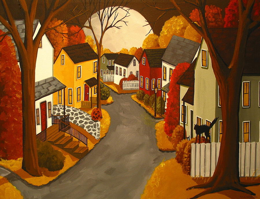 Autumn Dreams - folk art  Painting by Debbie Criswell