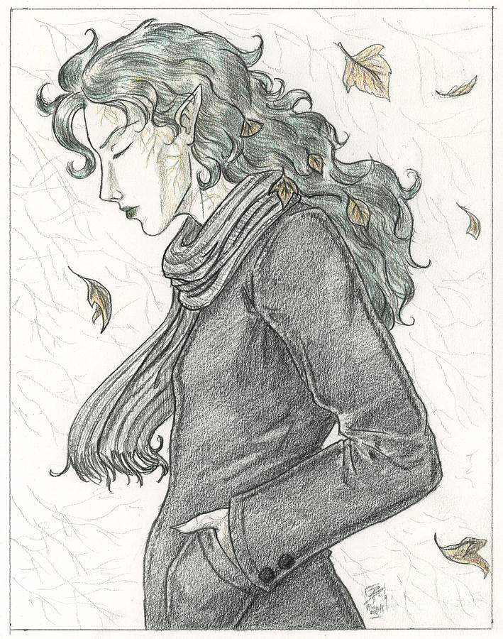 Dryad Drawing - Autumn Dryad by Brandy Woods
