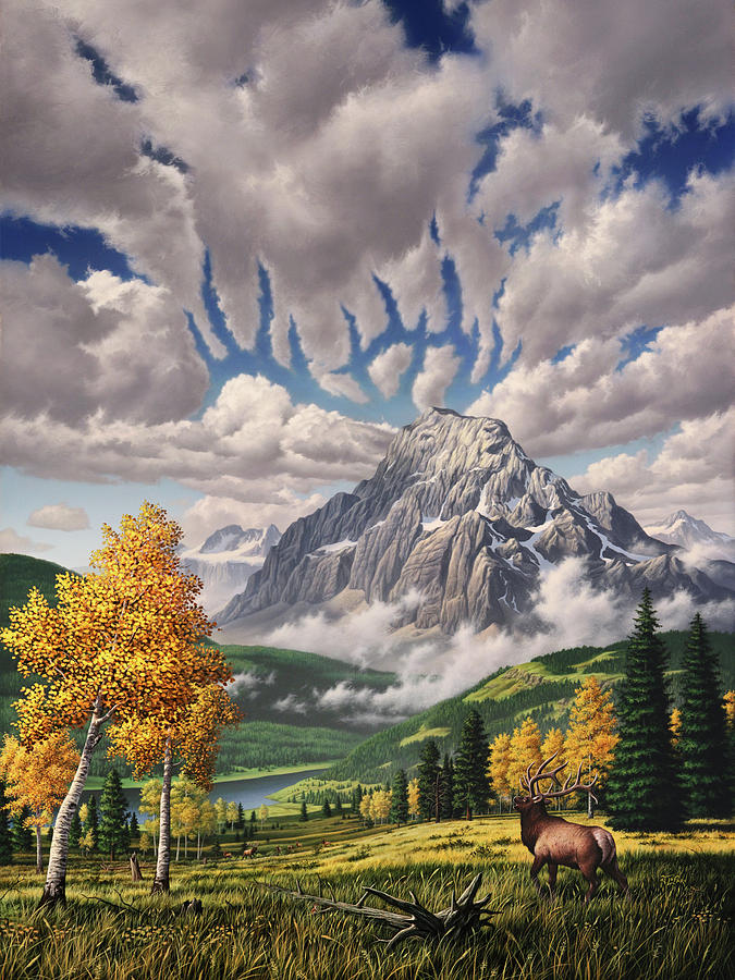 Elk Painting - Autumn Echos by Jerry LoFaro