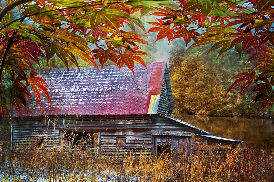Barn Photograph - Autumn Embrace by Debra and Dave Vanderlaan