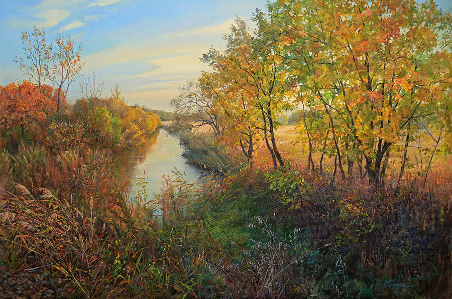 Sunset Painting - Autumn evening by Galina Gladkaya