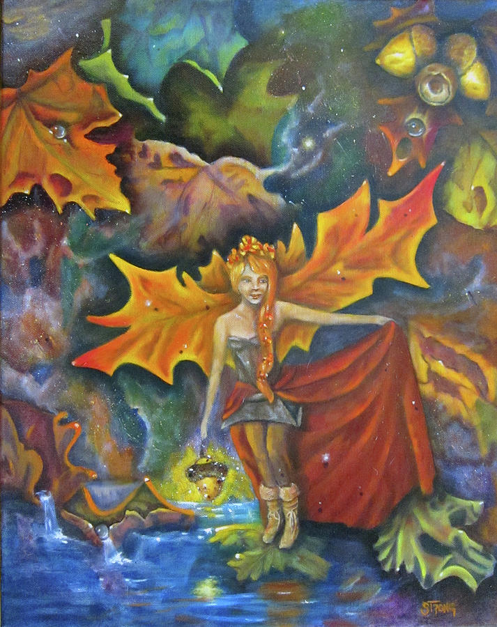Autumn Faerie Painting by Sherry Strong