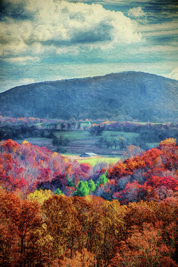 Autumn Fall Colors - Blue Ridge Farm Barn AP Digital Art by Dan Carmichael