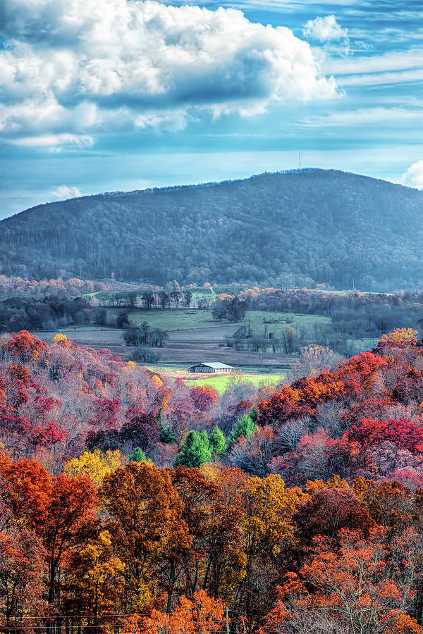 Autumn Fall Colors - Blue Ridge Farm Barn Photograph by Dan Carmichael
