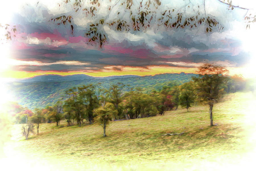 Autumn Fall Colors - Early Morning in the Blue Ridge AP Painting by Dan Carmichael