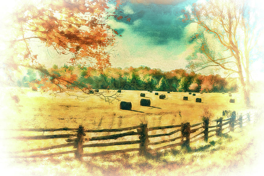 Autumn Fall Colors - Fall Hay Harvest AP2 Digital Art by Dan Carmichael