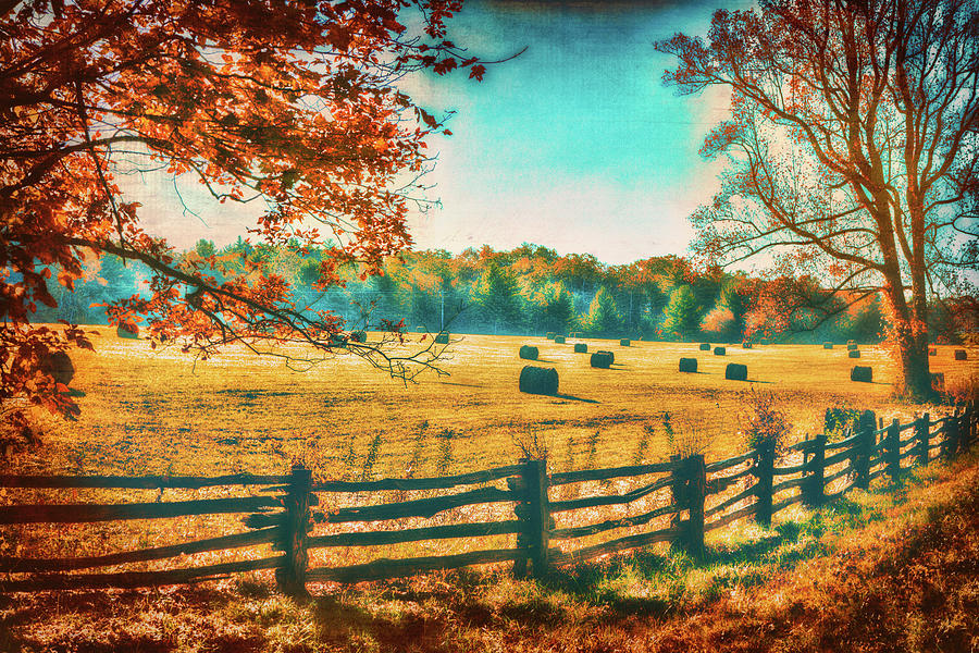 Autumn Fall Colors - Fall Hay Harvest Photograph by Dan Carmichael