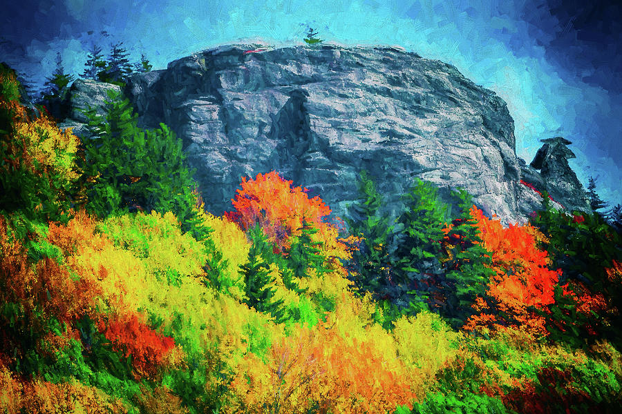 Autumn Fall Colors - Rocks and Colorful Trees AP Digital Art by Dan Carmichael