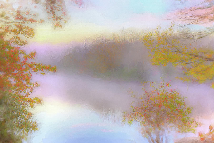 Autumn Fall Colors - Soft Sunrise in the Blue Ridge AP Painting by Dan Carmichael