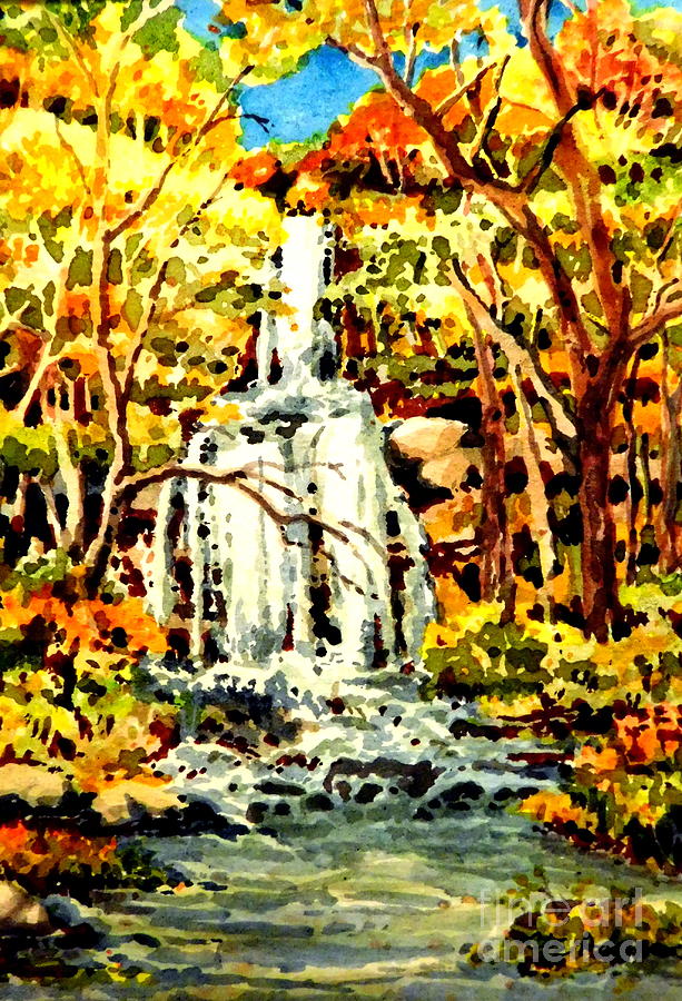 Autumn Falls Painting by Cheryl Emerson Adams