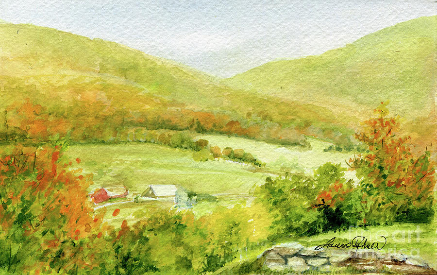 Autumn Farm in Vermont Painting by Laurie Rohner
