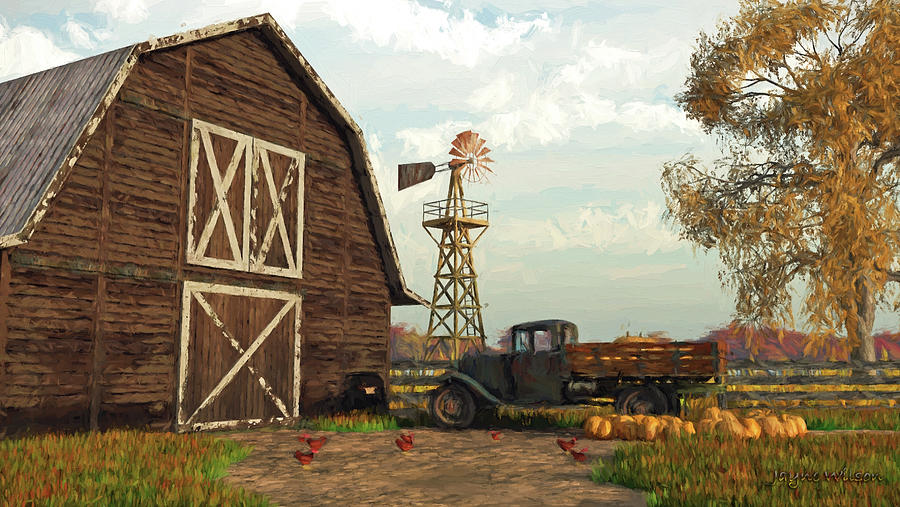 Autumn Farm Scene Digital Art by Jayne Wilson