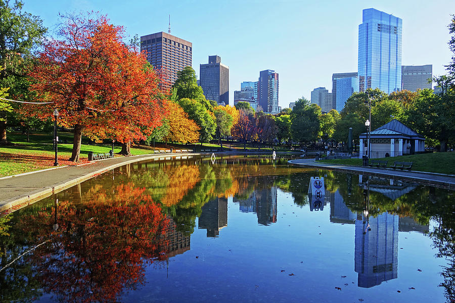 Autumn Foliage on the Boston Common Frog Pond Photograph by Toby McGuire