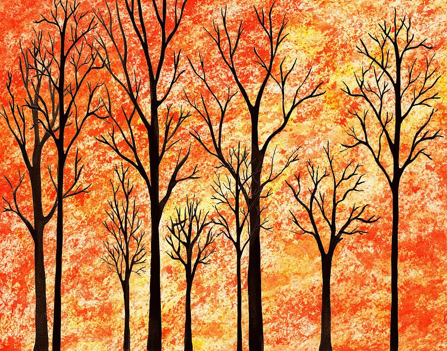 Into The Woods Painting - Autumn Forest Abstract  by Irina Sztukowski