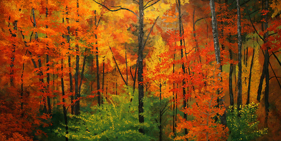 Autumn Forest Painting by Alan Schwartz