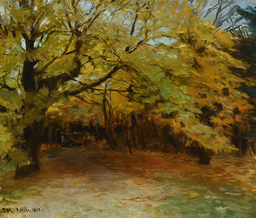 Peder Severin Kroyer Painting - Autumn Forest at Skagen by Celestial Images