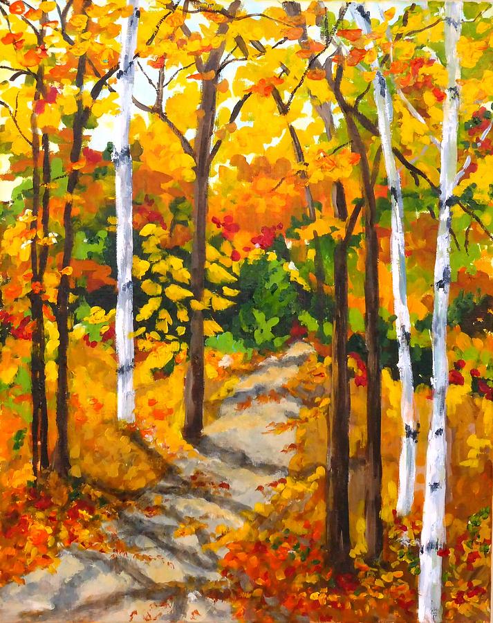 Autumn Forest Trail Painting by Diane Arlitt