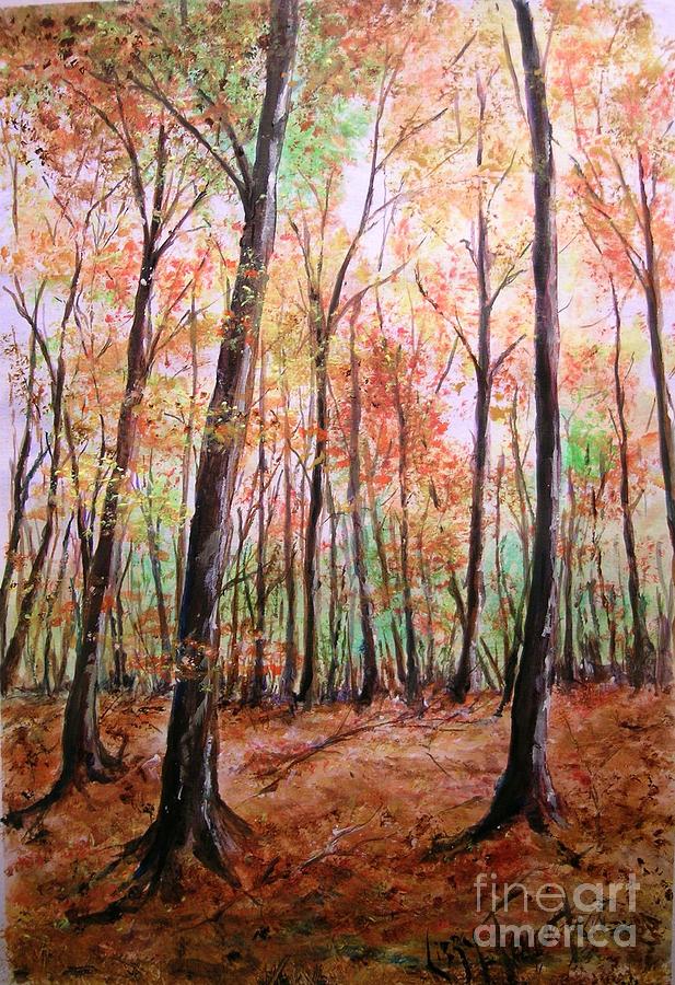Tree Painting - Autumn Forrest by Lizzy Forrester