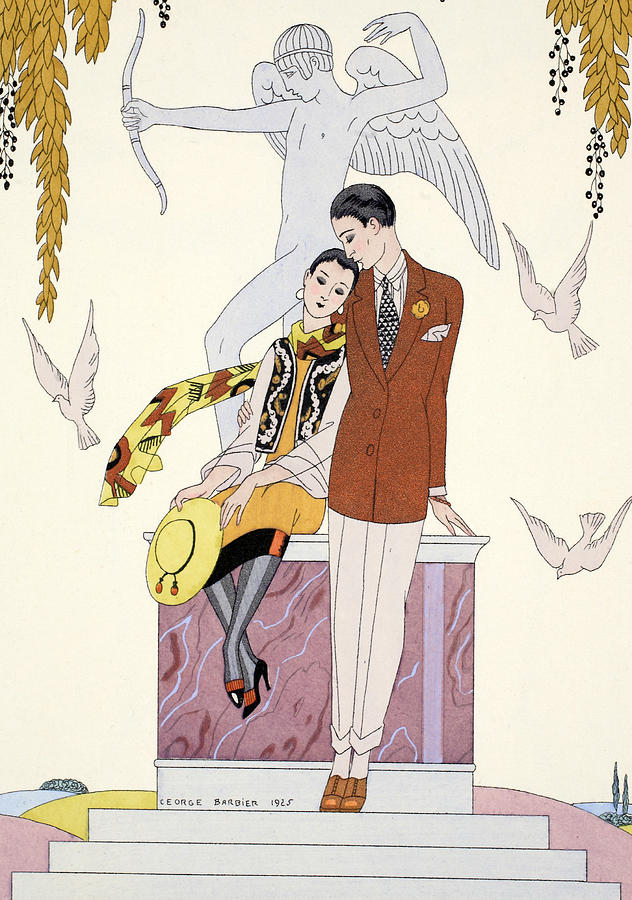 Georges Barbier Drawing - Autumn by Georges Barbier