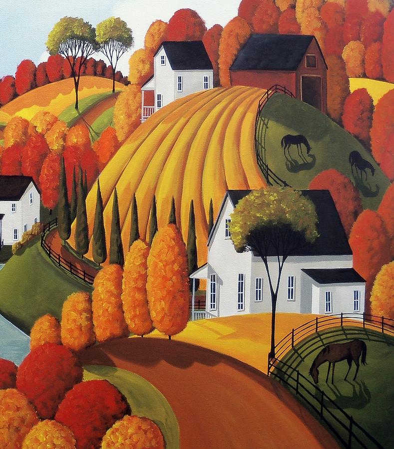 Autumn Glory - country modern landscape Painting by Debbie Criswell