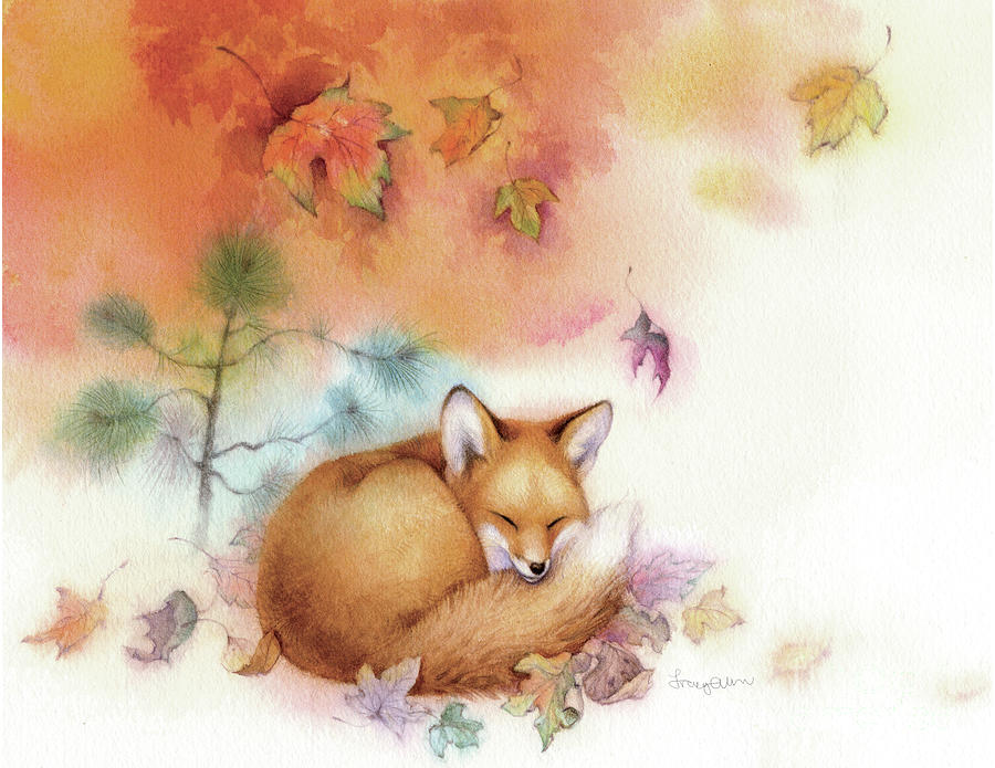 Autumn Gold Fox Painting by Tracy Herrmann