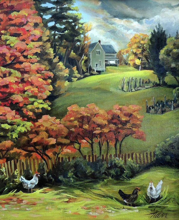 Autumn Hills in Vermont Detail Painting by Nancy Griswold