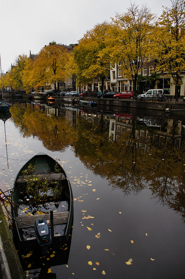 Autumn in Amsterdam - the Abandoned Boat Photograph by Georgia Mizuleva