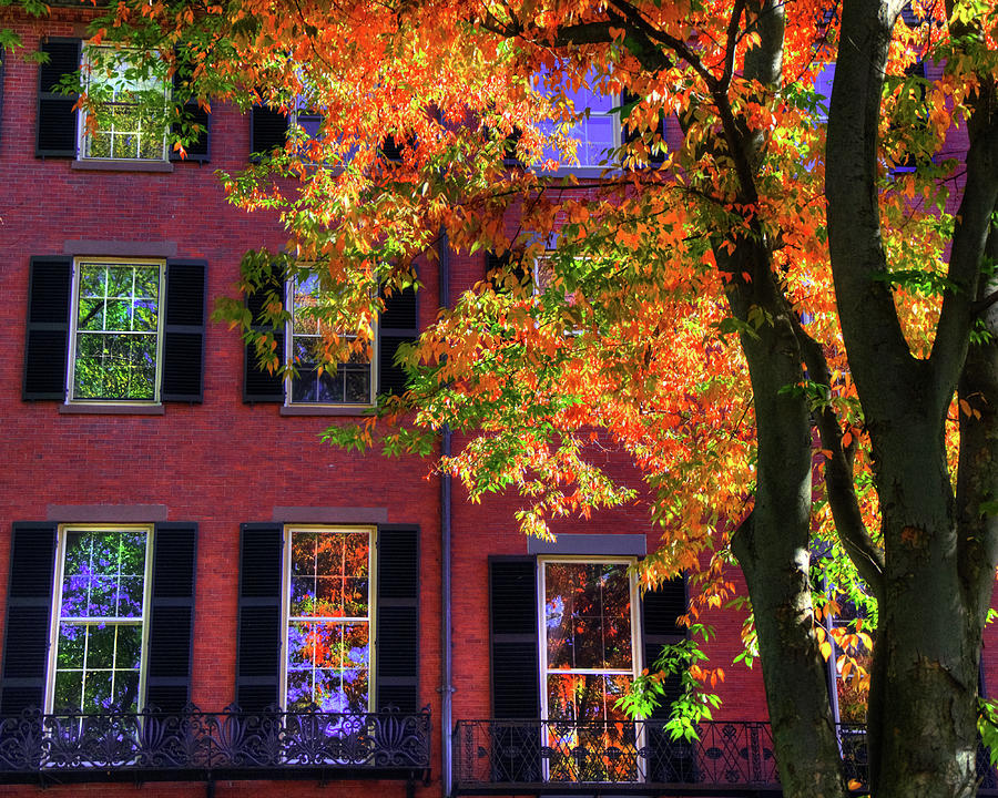 Autumn in Boston - Louisburg Square - Boston Photograph by Joann Vitali