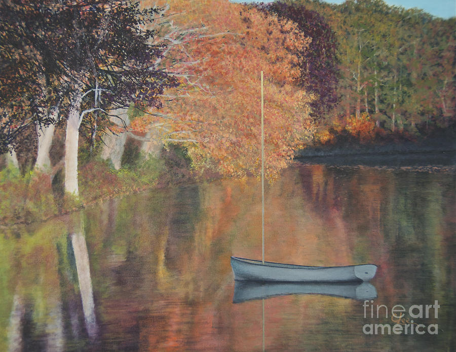 Fall Painting - Autumn in Hamburg Cove by Cindy Lee Longhini