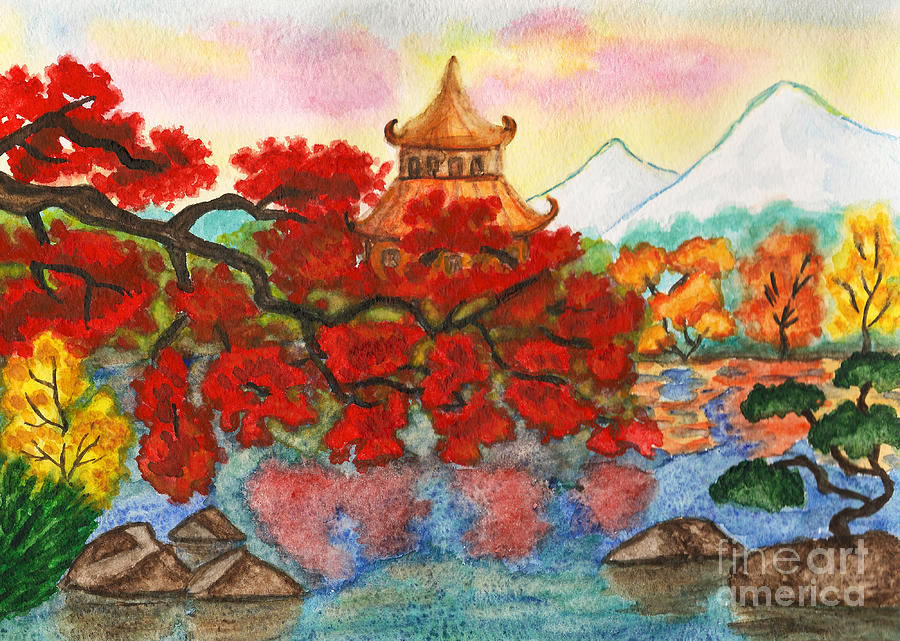 Autumn in Japan, painting Painting by Irina Afonskaya
