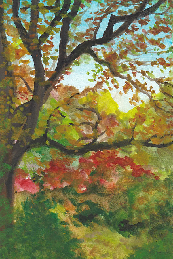 Autumn Painting - Autumn In Mccrillis Gardens by Lin-Lin Mao Autumn Painting - Autumn In Mccrillis Gardens by Lin-Lin Mao