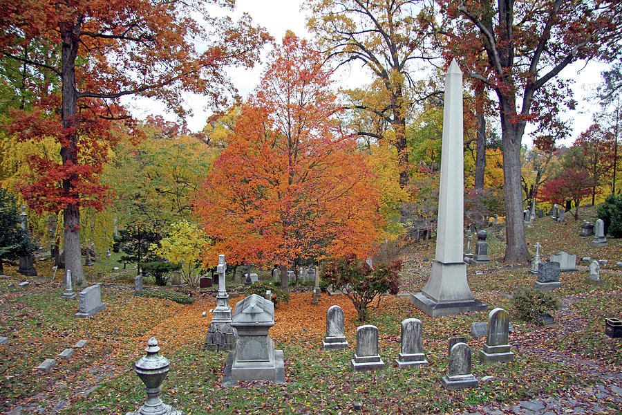Autumn in Oak Hill Cemetery Photograph by Cora Wandel