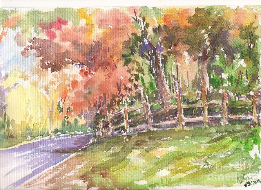 Autumn in the air Painting by Asha Sudhaker Shenoy