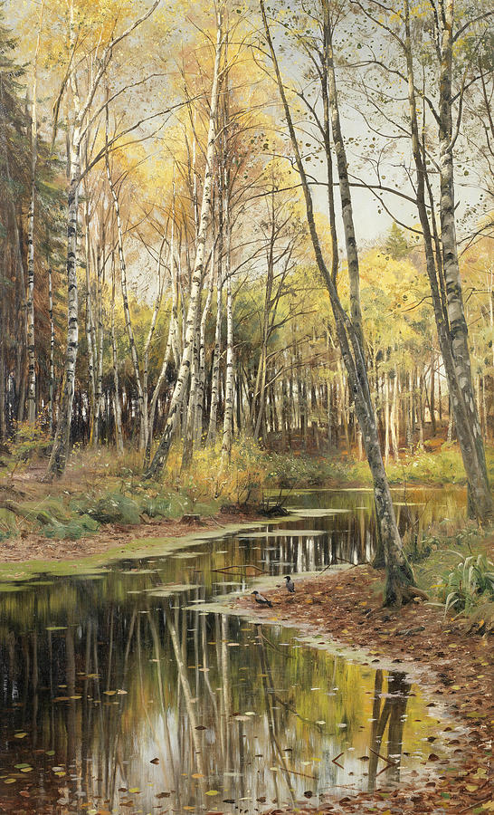 Autumn in the Birchwood Painting by Peder Monsted