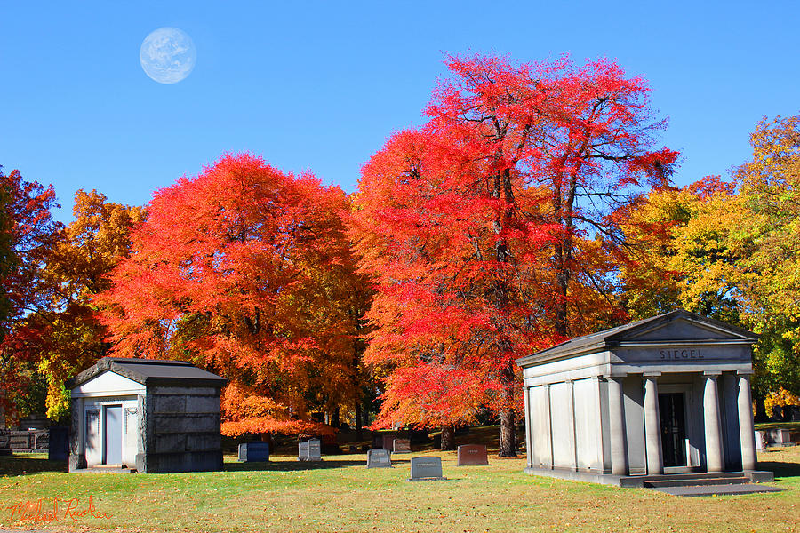 Autumn in the Cemetery Painting by Michael Rucker