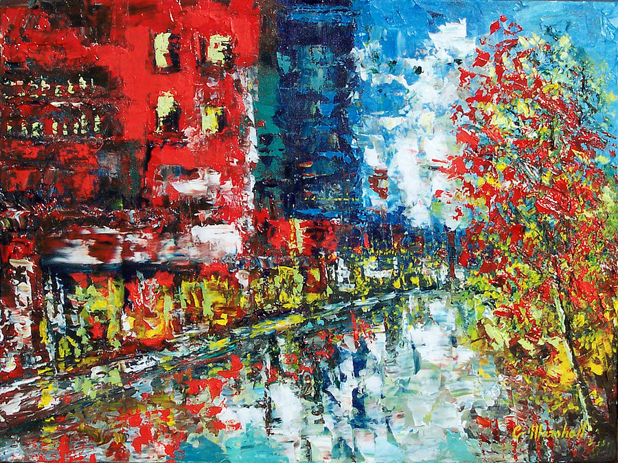 Abstract Painting - Autumn in the City by Claude Marshall