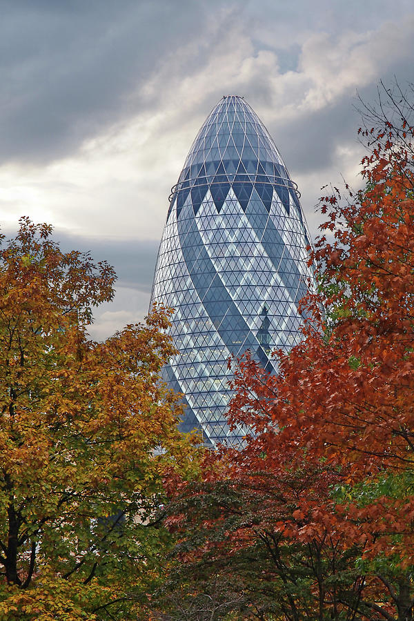 Autumn In The City - The Gherkin London Photograph by Gill Billington