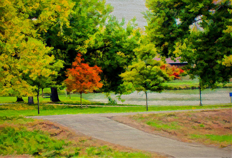Autumn in the park Digital Art by Charles Muhle