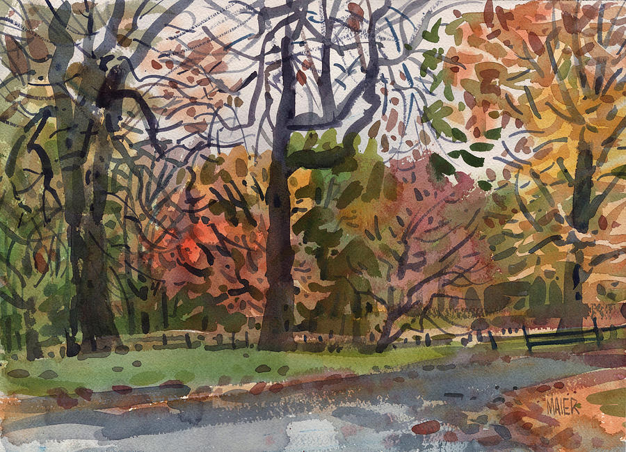 Autumn in the Park Painting by Donald Maier