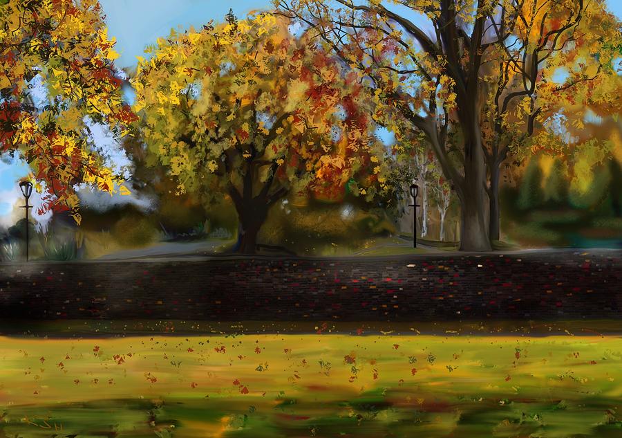 Tree Painting - Autumn in the Park by Karen Harding