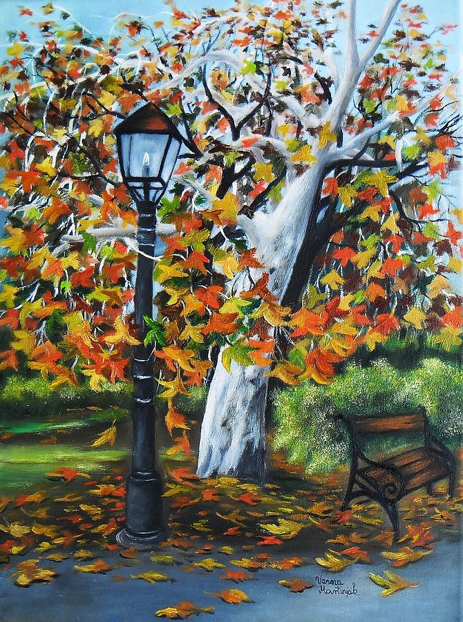  Autumn in the park Painting by Vesna Martinjak