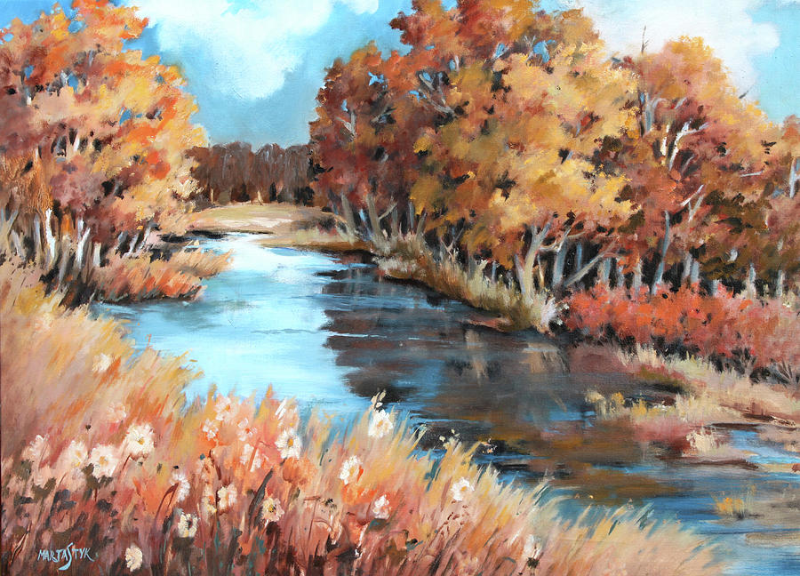 Autumn in the Valley 3 Painting by Marta Styk