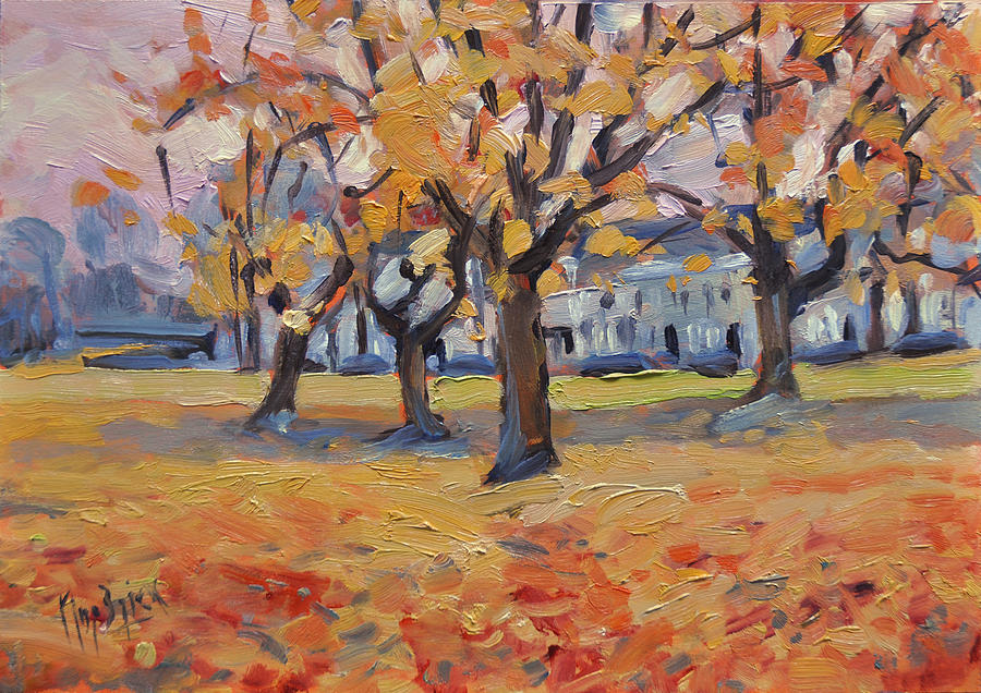 Autumn in the Villa Park Maastricht Painting by Nop Briex