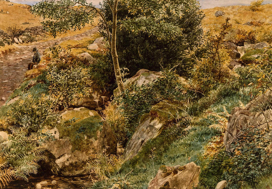 Tree Painting - Autumn in the Welsh Hills by George Price Boyce
