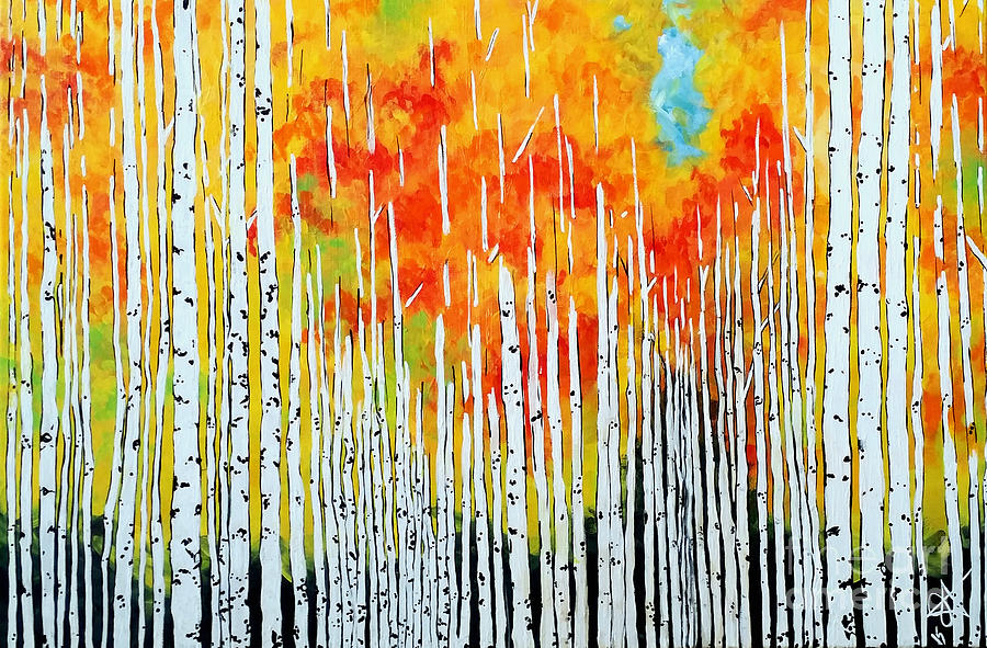 Autumn Aspen Trees Grove Rocky Mountains Painting by Jackie Carpenter