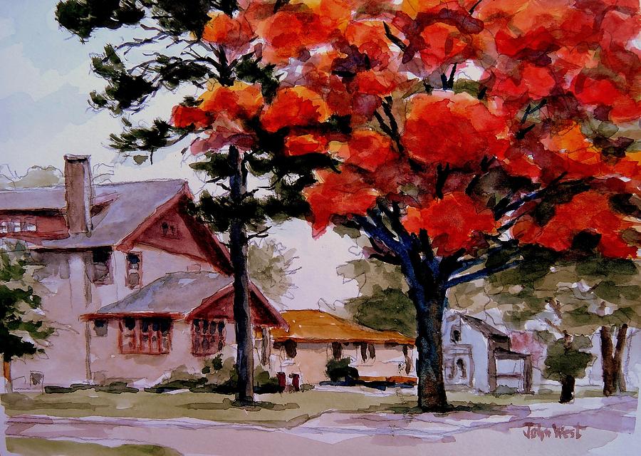 Autumn in Kasson MN Painting by John West