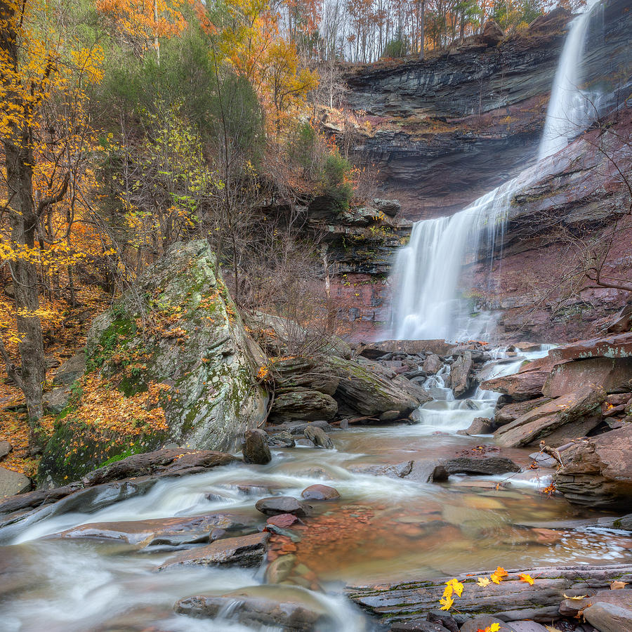 Waterfall Photograph - Autumn Kaaterskill Falls Square by Bill Wakeley