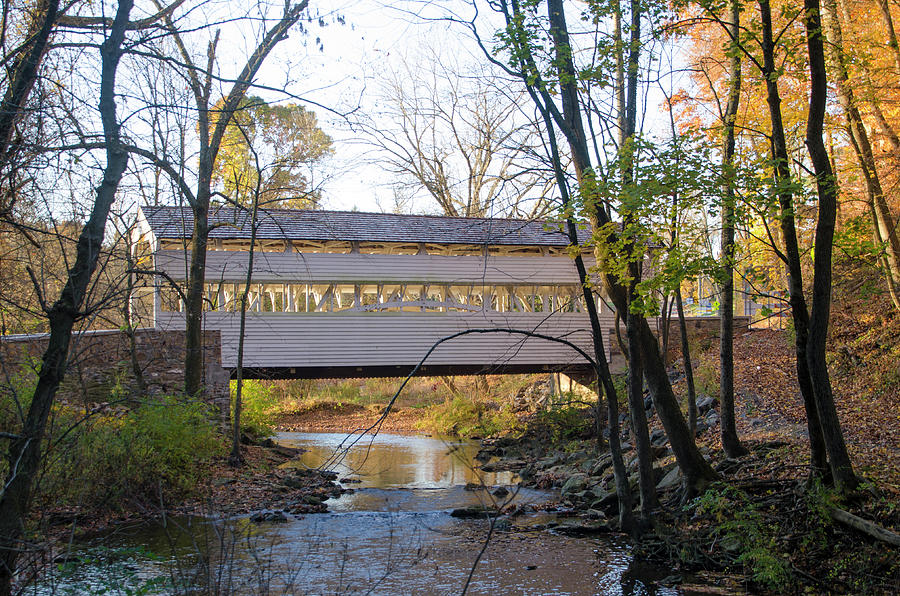 Autumn - Knox Covered Bridge - Valley Forge Photograph by Bill Cannon